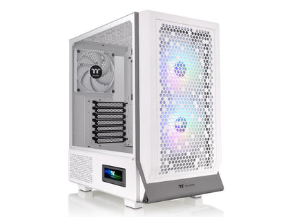 Thermaltake Ceres 300 Snow Edition Mid Tower E-ATX Computer Case With Tempered Glass Side Panel; 2xCT140 ARGB Fan Preinstalled; Rotational PCIe Slots & GPU Holder; CA-1Y2-00M6WN-00