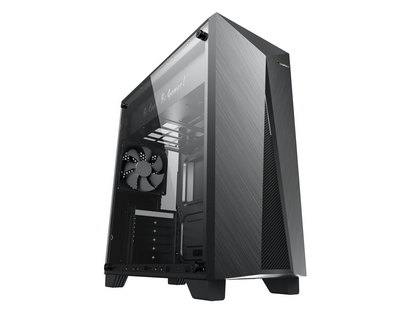 Gamemax Nova N6 Black USB3.0 Tempered Glass ATX Mid Tower Gaming Computer Case w/  RGB Strip x Front and 1 x RGB Rainbow Fan x Rear (Pre-Installed)