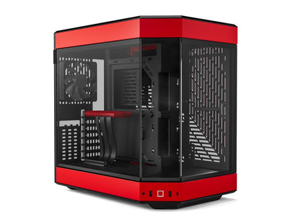 HYTE Y60 Modern Aesthetic Dual Chamber Panoramic Tempered Glass Mid-Tower ATX Computer Gaming Case with PCIe 4.0 Riser Cable Included, Red