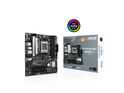 ASUS PRIME B650M-A-CSM Micro-ATX commercial motherboard, DDR5, PCIe 5.0 M.2 support, Realtek 2.5Gb Ethernet, DisplayPort, VGA, HDMI®, SATA 6 Gbps, USB 3.2 Gen 2 ports, front USB 3.2 Gen 1 Type-C®, BIOS FlashBack™, Arua Sync