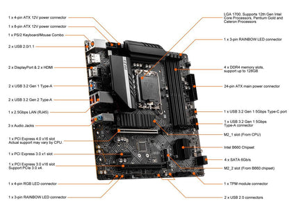 MSI PRO B660M-A DDR4 LGA 1700 Intel B660 SATA 6Gb/s Micro ATX Intel Motherboard