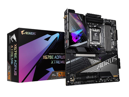 GIGABYTE X670E AORUS XTREME AM5 LGA 1718 AMD Ryzen™ 7000 X670E EATX Motherboard with DDR5, Quad M.2, PCIe 5.0, USB 3.2 Gen2X2 Type-C, Intel WiFi 6E, AQUANTIA 10GbE LAN, Q-Flash Plus, EZ-Latch Plus