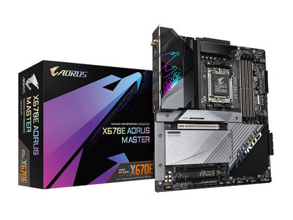 GIGABYTE X670E AORUS MASTER AM5 LGA 1718 AMD X670E EATX Motherboard with 5-Year Warranty DDR5, Quad M.2, PCIe 5.0, USB 3.2 Gen2X2 Type-C, Intel WiFi 6E, Intel 2.5GbE LAN, Q-Flash Plus, EZ-Latch Plus