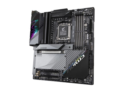 GIGABYTE X670E AORUS MASTER AM5 LGA 1718 AMD X670E EATX Motherboard with 5-Year Warranty DDR5, Quad M.2, PCIe 5.0, USB 3.2 Gen2X2 Type-C, Intel WiFi 6E, Intel 2.5GbE LAN, Q-Flash Plus, EZ-Latch Plus