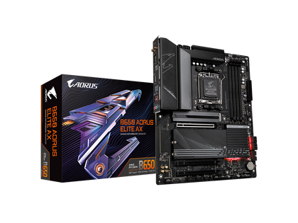 GIGABYTE B650 AORUS ELITE AX AM5 LGA 1718 AMD B650 ATX Motherboard with 5-Year Warranty, DDR5, M.2, PCIe 5.0, USB 3.2 Gen2X2 Type-C, WiFi 6E, 2.5GbE LAN, Q-Flash Plus, EZ-Latch