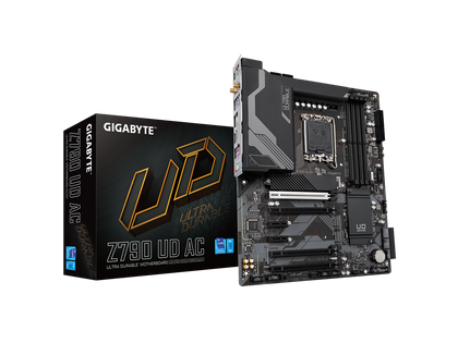 GIGABYTE Z790 UD AC LGA 1700 Intel Z790 ATX Motherboard with DDR5, Triple M.2, PCIe 5.0, USB 3.2 Gen2X2 Type-C, Intel Wi-Fi, 2.5GbE LAN, PCIe EZ-Latch, Multi-Key