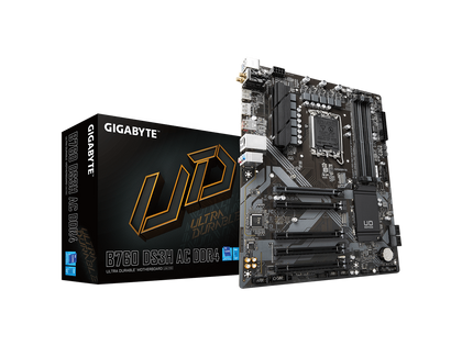 GIGABYTE B760 DS3H AC DDR4 LGA 1700 Intel B760 ATX Motherboard with DDR4, M.2, PCIe 4.0, USB 3.2 Gen 2 Type-C, Realtek Wi-Fi Realtek GbE LAN, Q-Flash Plus, PCIe EZ-Latch