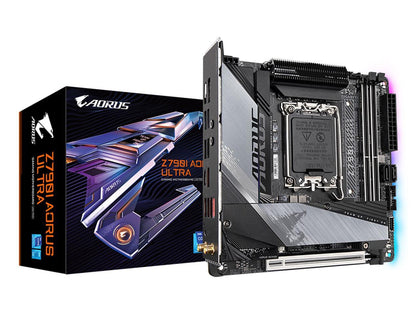 GIGABYTE Z790I AORUS ULTRA LGA 1700 Intel Z790 Mini-ITX Motherboard with DDR5, Dual M.2, PCIe 5.0, USB 3.2 Gen2X2 Type-C, Intel Killer Wi-Fi 6E, Intel 2.5GbE LAN, Q-Flash Plus