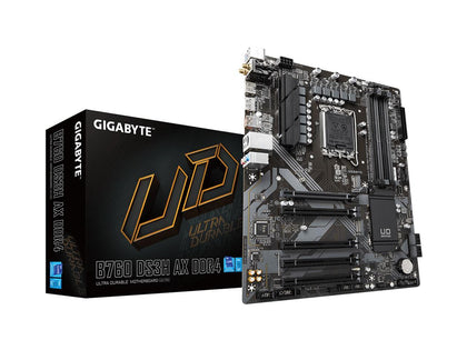 GIGABYTE B760 DS3H AX DDR4 LGA 1700 Intel B760 ATX Motherboard with DDR4, M.2, PCIe 4.0, USB 3.2 Gen 2 Type-C, WiFi 6E Realtek GbE LAN, Q-Flash Plus, PCIe EZ-Latch