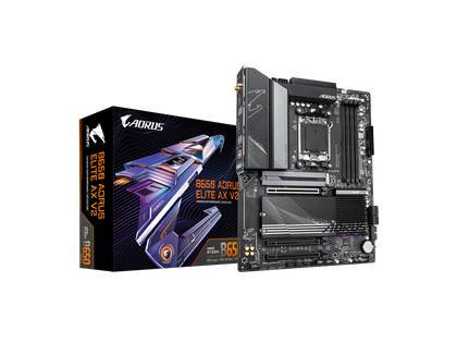 GIGABYTE B650 AORUS ELITE AX V2 AM5 LGA 1718 AMD B650 ATX Motherboard with 5-Year Warranty, DDR5, Triple M.2, PCIe 5.0, USB 3.2 Gen2X2 Type-C, WiFi 6E, 2.5GbE LAN, Q-Flash Plus, EZ-Latch