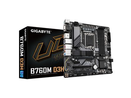 GIGABYTE B760M D3H LGA 1700 Intel B760 M-ATX Motherboard with DDR5, Dual M.2, PCIe 4.0, USB 3.2 Gen 2 Type-C,  Intel 2.5GbE LAN, Q-Flash Plus, PCIe EZ-Latch