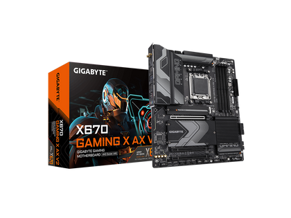 GIGABYTE X670 GAMING X AX V2 AM5 LGA 1718 AMD X670 ATX Motherboard with 5-Year Warranty, DDR5, PCIe 4.0 M.2, PCIe 5.0, USB 3.2 Gen1x2 Type-C, Wi-Fi 6E, 2.5GbE LAN, Q-Flash Plus, PCIe EZ-Latch