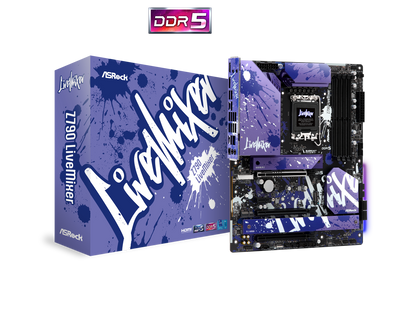 ASRock Z790 LiveMixer Intel LGA1700 (14th,13th,12th Gen) ATX Mainboard, 4 slots DDR5, PCIE 5.0 x16, 2.5Gb Lan, 7.1 Nahimic Audio, Front USB3.2 Gen2X2 Type_C, 14+1+1 Power Phase, AMD Crossfire support