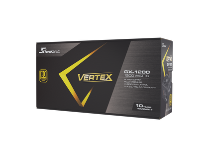 Seasonic VERTEX GX-1200, 1200W 80+ Gold, ATX 3.0 & PCIe 5.0 Ready, Full-Modular, ATX Form Factor, Low Noise, Premium Japanese Capacitor, 12 Year Warranty, Nvidia RTX 30/40 Super, AMD GPU Compatible