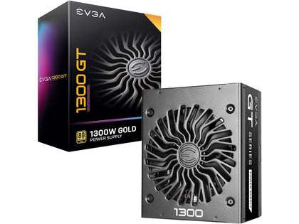 EVGA SuperNOVA 1300 GT, 80 Plus Gold 1300W, Fully Modular, Eco Mode with FDB Fan, 100% Japanese Capacitors, 10 Year Warranty, Includes Power ON Self Tester, Compact 180mm Size, 220-GT-1300-X1