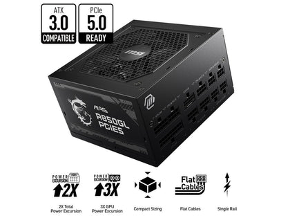 MSI - MAG A850GL PCIE 5.0, 80 GOLD Fully Modular Gaming PSU, 12VHPWR Cable, ATX 3.0 Compatible, 850W Power Supply