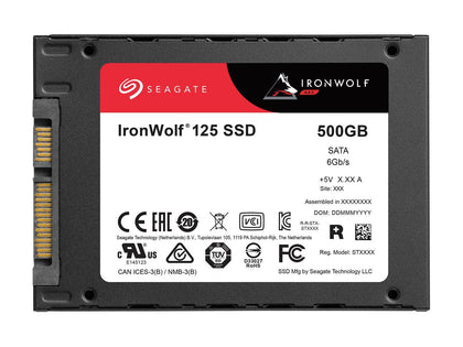 Seagate IronWolf 125 SSD 500GB NAS Internal Solid State Drive - 2.5 Inch SATA 6Gb/s Speeds of up to 560 MB/s, 0.7 DWPD Endurance and 24x7 Performance for Creative Pro and SMB/SME (ZA500NM1A002)