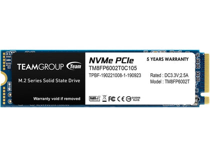 Team Group MP33 M.2 2280 2TB PCIe 3.0 x4 with NVMe 1.3 3D NAND Internal Solid State Drive (SSD) TM8FP6002T0C101