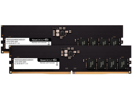 Team Elite 32GB (2 x 16GB) 288-Pin PC RAM DDR5 4800 (PC5 38400) Desktop Memory Model TED532G4800C40DC01