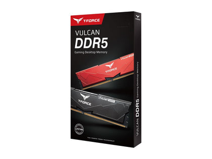 TEAMGROUP T-Force Vulcan DDR5 Ram 32GB Kit (2x16GB) 5600MHz (PC5-44800) CL36 Desktop Memory Module Ram (Red) for 600 Series Chipset - FLRD532G5600HC36BDC01