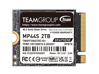 Team Group MP44S M.2 2230 2TB PCIe 4.0 x4 with NVMe Internal Solid State Drive (SSD) TM5FF3002T0C101