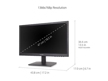 ViewSonic VA1903H 19 Inch WXGA 1366x768p 16:9 Widescreen Monitor with Enhanced View Comfort, Custom ViewModes and HDMI for Home and Office