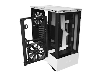 NZXT H510 Flow Matte White - Compact ATX PC Gaming Case - Tempered Glass - Enhanced Cable Management - Water-Cooling Ready