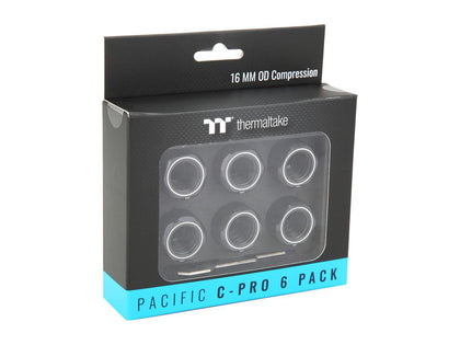 Thermaltake CL-W214-CU00BL-B Pacific C-PRO G1/4 PETG Tube 16mm OD Compression - Black (6-Pack Fittings)