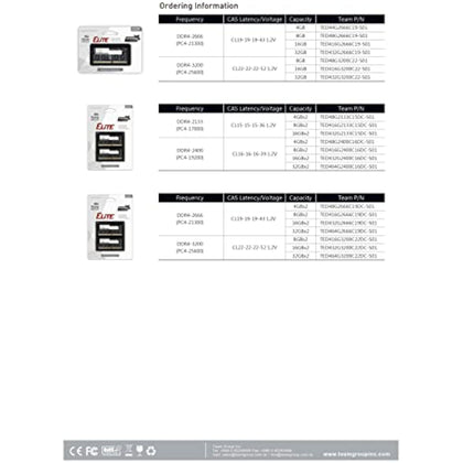 TEAMGROUP Elite DDR4 16GB Kit (2 x 8GB) 2666MHz PC4-21300 CL19 Unbuffered Non-ECC 1.2V SODIMM 260-Pin Laptop Notebook PC Computer Memory Module Ram Upgrade - TED416G2666C19DC-S01