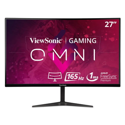 ViewSonic VX2718-PC-MHD 27 Inch Full HD 1080p 165Hz 1ms Curved Gaming Monitor with Adaptive-Sync Eye Care Frameless HDMI and Display Port