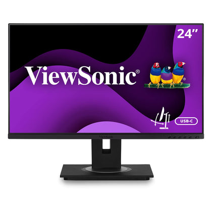 ViewSonic VG2456 24 Inch 1080p Monitor with USB 3.2 Type C Docking Built-In Gigabit Ethernet and 40 Degree Tilt Ergonomics for Home and Office