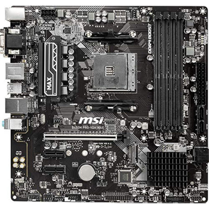 MSI ProSeries AMD Ryzen 2ND and 3rd Gen AM4 M.2 USB 3 DDR4 D-Sub DVI HDMI Micro-ATX Motherboard (B450M PRO-VDH Max)