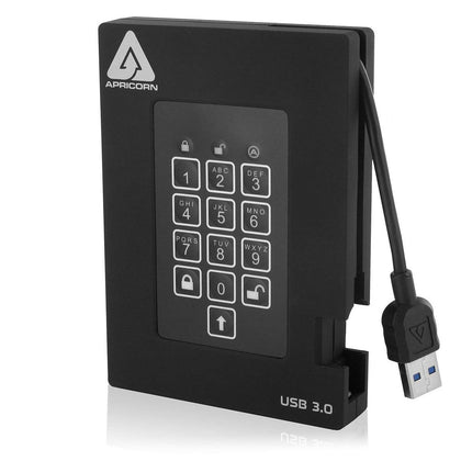 APRICORN Aegis Padlock Fortress 500GB USB 3.0 Portable FIPS 140-2 Encrypted External Hard Drive With PIN Access A25-3PL256-500F