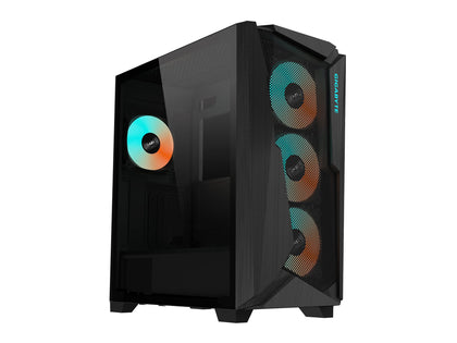 GIGABYTE C301 GLASS - Black Mid Tower PC Gaming Case, Tempered Glass, USB Type-C, 4x ARBG Fans Included (GB-C301G)