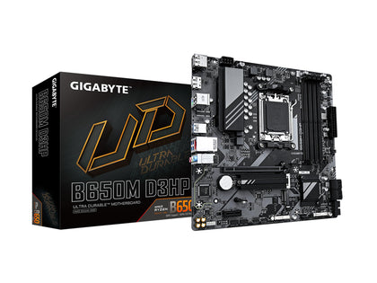 GIGABYTE B650M D3HP AM5 LGA 1718 AMD B650 M-ATX Motherboard with 5-Year Warranty, DDR5, 2x PCIe 4.0 M.2, PCIe 4.0, USB 3.2 Gen2 Type-C, 2.5GbE LAN