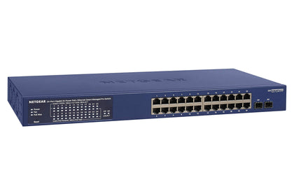 NETGEAR 26-Port PoE Gigabit Ethernet Smart Switch (GS724TPP) - Managed with 24 x PoE+ @ 380W, 2 x 1G SFP, Desktop/Rackmount, and ProSAFE Lifetime Protection