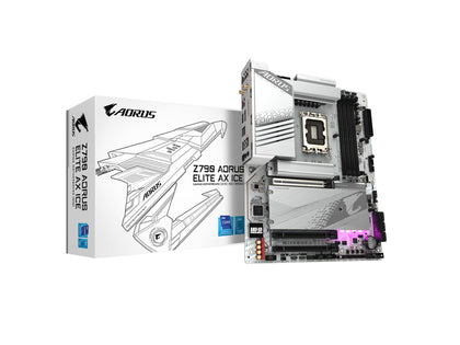 GIGABYTE Z790 AORUS ELITE AX ICE LGA 1700 Intel Z790 X ATX Motherboard with DDR5, 4* M.2, PCIe 5.0, USB 3.2 Type-C, Wi-Fi 6E, 2.5GbE LAN, Q-Flash Plus, EZ-Latch Plus