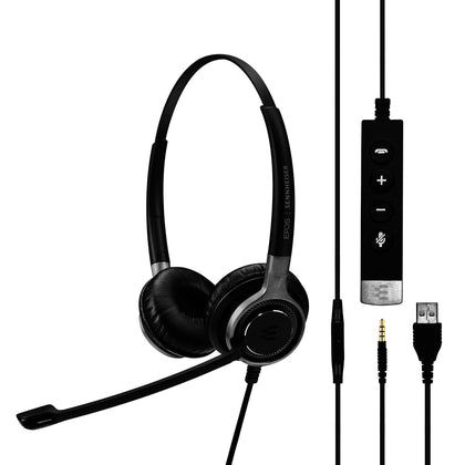 EPOS Sennheiser SC 665 USB (1000645) - Double-Sided Business Headset | UC Optimized and Skype for Business Certified | For Mobile Phone, Tablet, Softphone, and PC (Black)