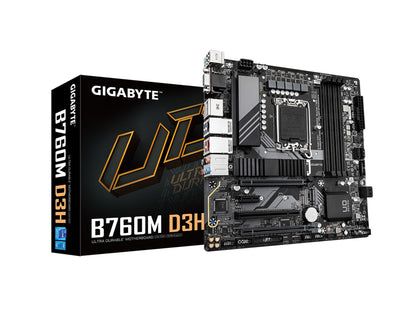 GIGABYTE B760M D3H LGA 1700 Intel B760 M-ATX Motherboard with DDR5, Dual M.2, PCIe 4.0, USB 3.2 Gen 2 Type-C,  Intel 2.5GbE LAN, Q-Flash Plus, PCIe EZ-Latch