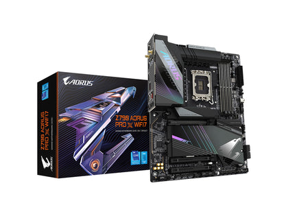 GIGABYTE Z790 AORUS PRO X WIFI7 LGA 1700 Intel Z790 X ATX Motherboard with DDR5, 5 x M.2, PCIe 5.0, USB 3.2 Type-C, Wi-Fi 7, 5GbE LAN, Q-Flash Plus, EZ-Latch Plus