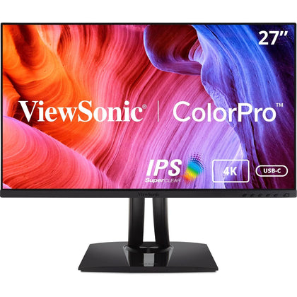 ViewSonic VP2756-4K 27 Inch Premium IPS 4K Frameless Ergonomic Monitor with Color Accuracy, Pantone Validated, Factory Calibrated, HDMI, DisplayPort and USB Type C for Professional Home and Office