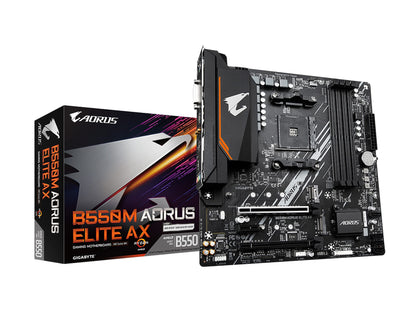 GIGABYTE B550M AORUS ELITE AX (rev 1.3) AM4 AMD B550 Micro-ATX Motherboard with Single M.2, SATA 6Gb/s, USB 3.2 Gen 1, Realtek GbE LAN, PCIe 4.0