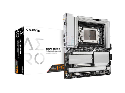 GIGABYTE TRX50 AERO D sTR5 AMD TRX50 EATX Motherboard - DDR5, PCIe 5.0 M.2, PCIe 5.0, USB4 Type-C, Wi-Fi 7, Marvell 10GbE