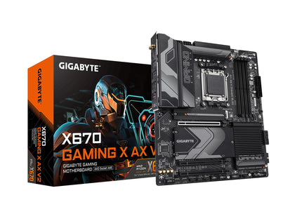 GIGABYTE X670 GAMING X AX V2 AM5 LGA 1718 AMD X670 ATX Motherboard with 5-Year Warranty, DDR5, PCIe 4.0 M.2, PCIe 5.0, USB 3.2 Gen1x2 Type-C, Wi-Fi 6E, 2.5GbE LAN, Q-Flash Plus, PCIe EZ-Latch