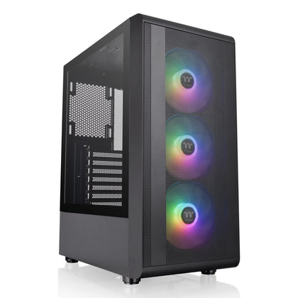 Thermaltake S200 TG Black ATX Mid Tower ARGB Tempered Glass Computer Chassis with Mesh Front Panel CA-1X2-00M1WN-00