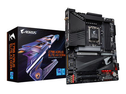 GIGABYTE Z790 AORUS ELITE AX DDR4 LGA 1700 Intel Z790 ATX Motherboard with DDR4, Quad M.2, PCIe 5..0, USB 3.2 Gen2X2 Type-C, Intel Wi-Fi 6E, 2.5GbE LAN, Q-Flash Plus, EZ-Latch Plus