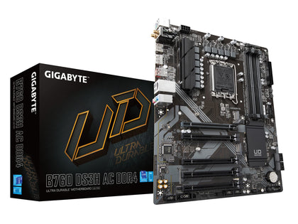 GIGABYTE B760 DS3H AC DDR4 LGA 1700 Intel B760 ATX Motherboard with DDR4, M.2, PCIe 4.0, USB 3.2 Gen 2 Type-C, Realtek Wi-Fi Realtek GbE LAN, Q-Flash Plus, PCIe EZ-Latch