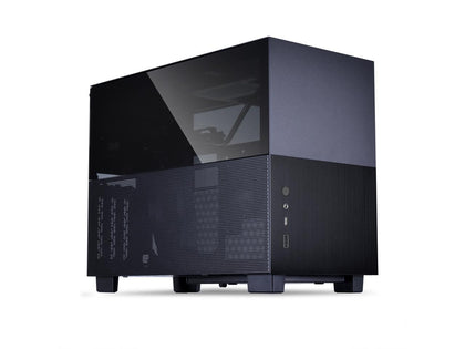 LIAN LI Q58 Black Color  SPCC / Aluminum / Tempered Glass  Mini Tower Computer Case , PCI4.0 Riser Card Cable Included ---Q58X4