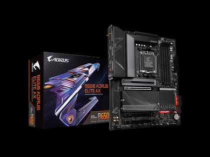 GIGABYTE B650 AORUS ELITE AX AM5 LGA 1718 AMD B650 ATX Motherboard with 5-Year Warranty, DDR5, M.2, PCIe 5.0, USB 3.2 Gen2X2 Type-C, WiFi 6E, 2.5GbE LAN, Q-Flash Plus, EZ-Latch