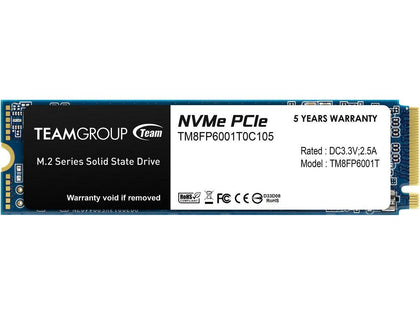 Team Group MP33 M.2 2280 1TB PCIe 3.0 x4 with NVMe 1.3 3D NAND Internal Solid State Drive (SSD) TM8FP6001T0C101